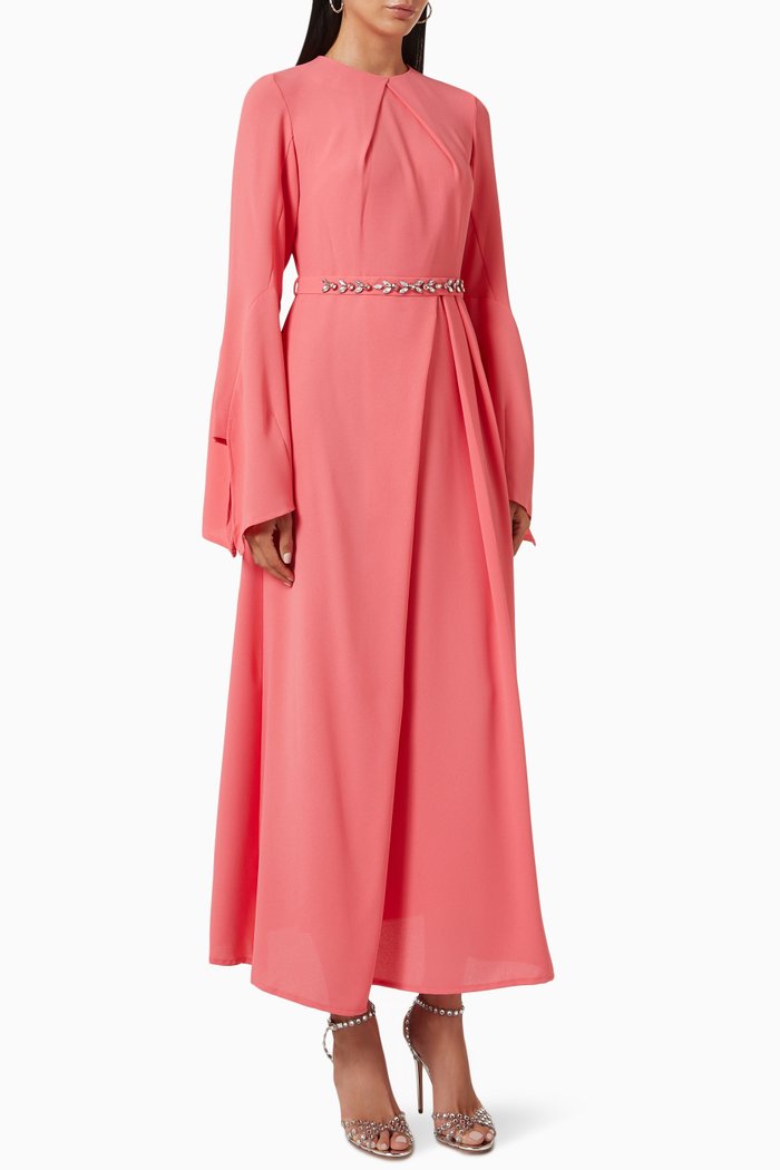 

Embellished Waist Belt Dress, Pink