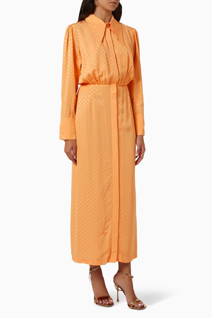 

Long Sleeve Shirt Dress, Orange