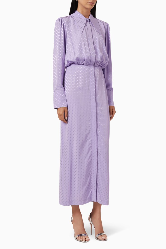 

Long Sleeve Shirt Dress, Purple