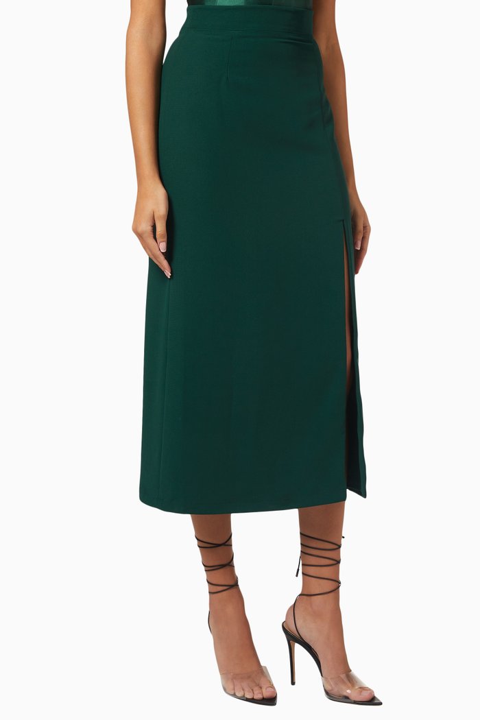 

Romeo Midi Skirt in Crepe, Green
