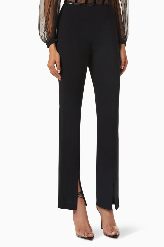 

Spring Pants in Wool-blend Crepe, Black