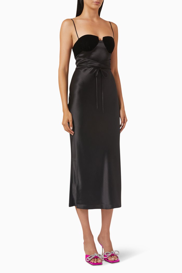 

Eclipse Midi Dress in Satin, Black