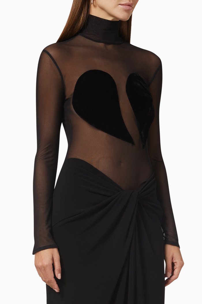 

Drop Shapes Top in Mesh, Black
