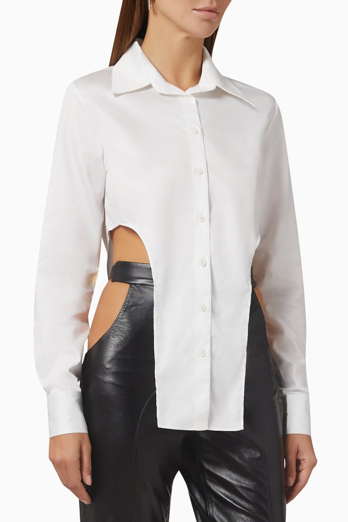 

Cut-out Long-sleeve Shirt, White