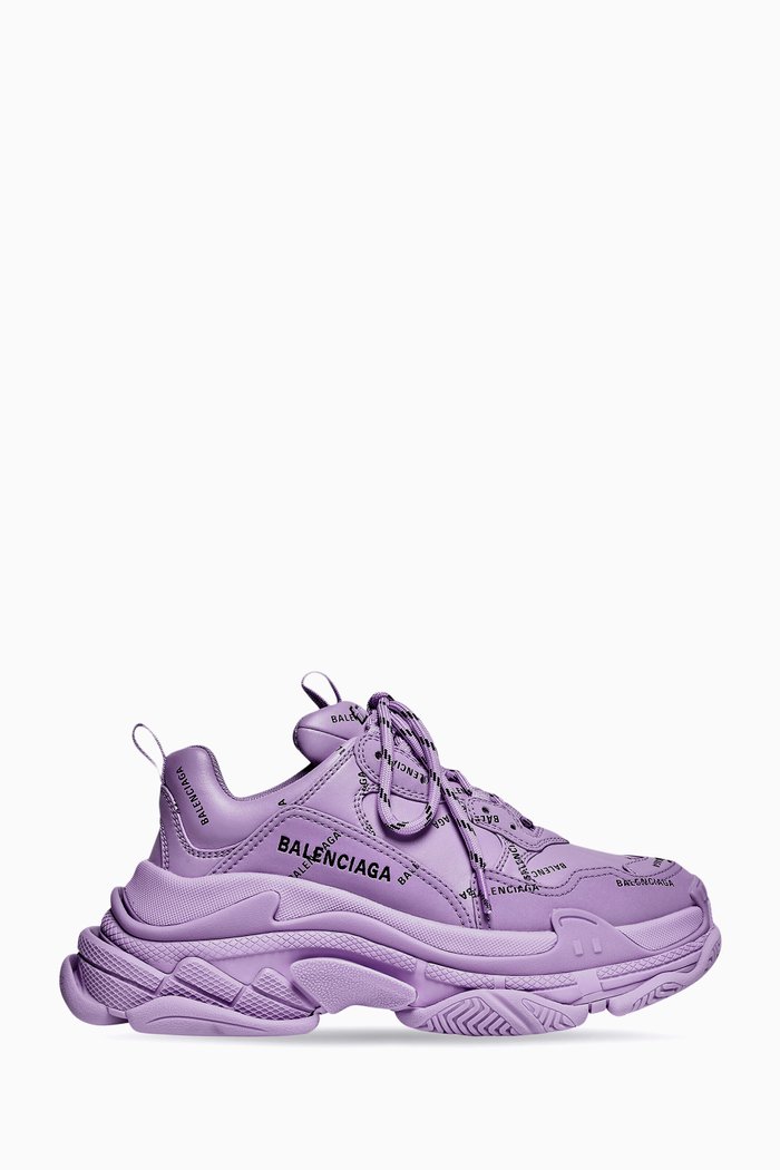 

Triple S All-over Logo Sneakers in Double Foam & Mesh, Purple