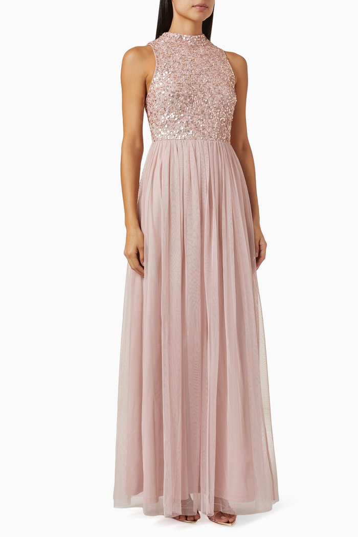

Sequin Embellished Dress in Tulle, Pink