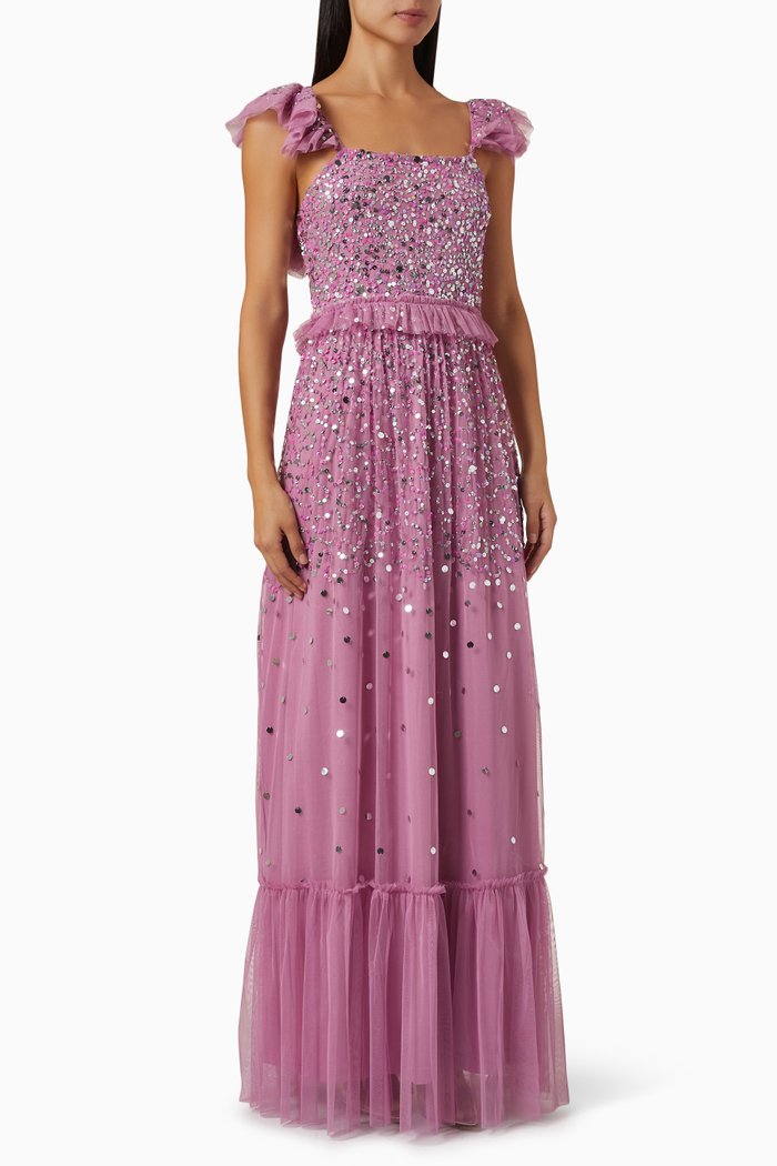 

Sequin Embellished Dress in Tulle, Pink