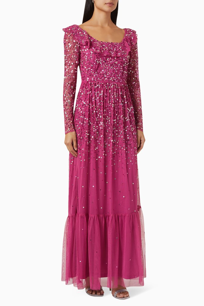 

Sequin Embellished Dress in Tulle, Pink