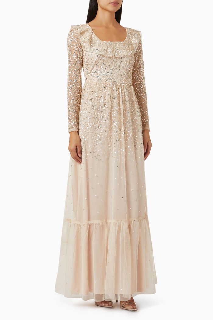 

Sequin Embellished Dress in Tulle, Yellow