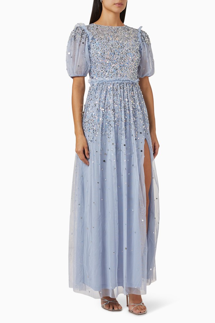 

Sequin Embellished Dress in Tulle, Blue