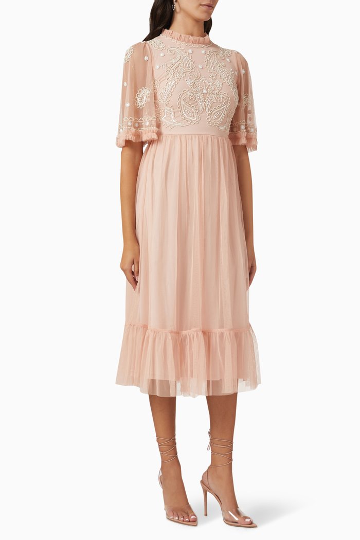 

Bead Embellished Dress in Tulle, Pink