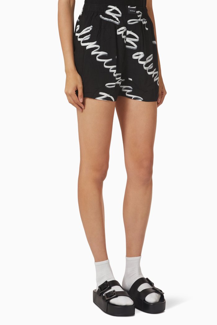 

Logo Pyjama Shorts in Viscose, Black