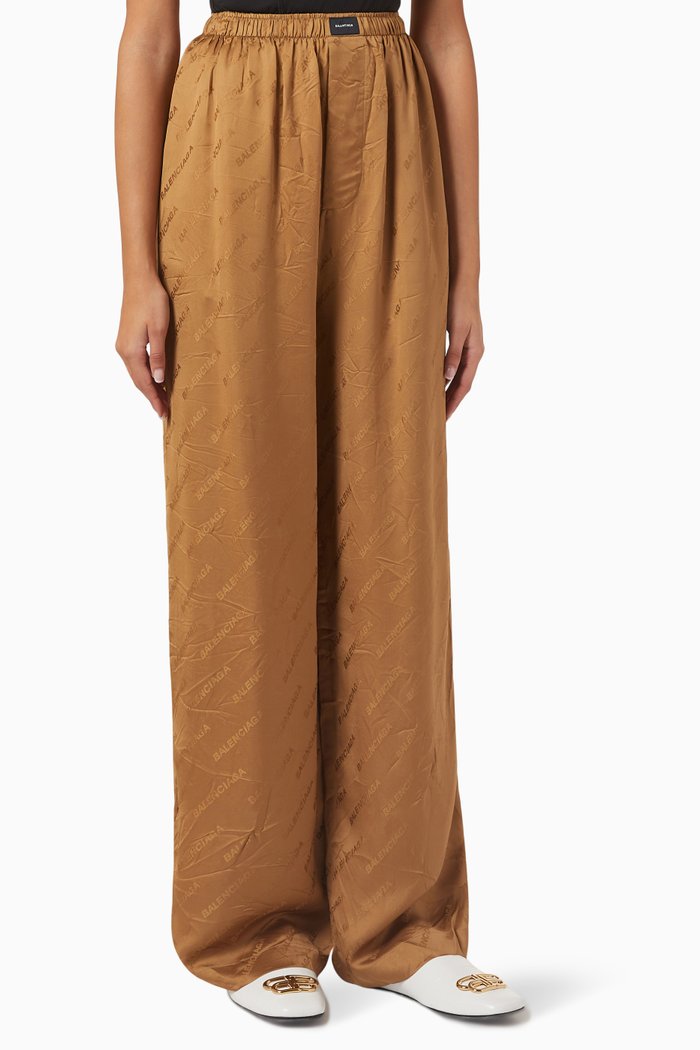 

Pyjama Pants in Logo Jacquard, Neutral