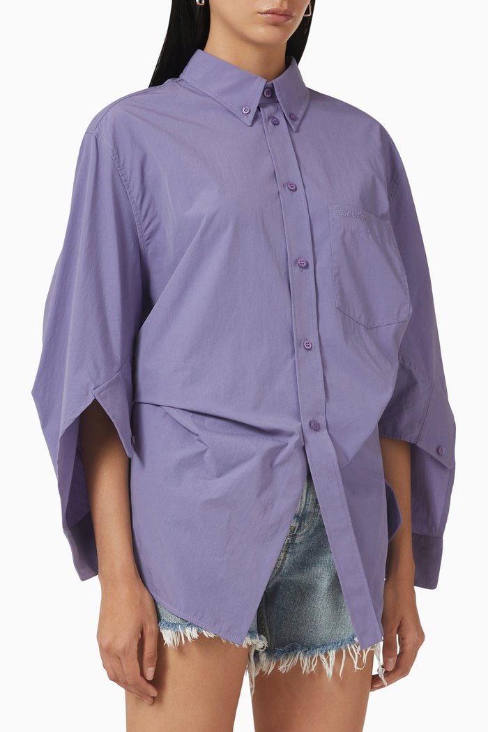 

Swing Twisted Shirt in Cotton Poplin, Purple