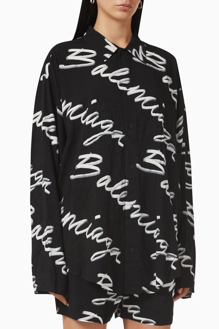

Signature Logo Shirt in Cotton, Black