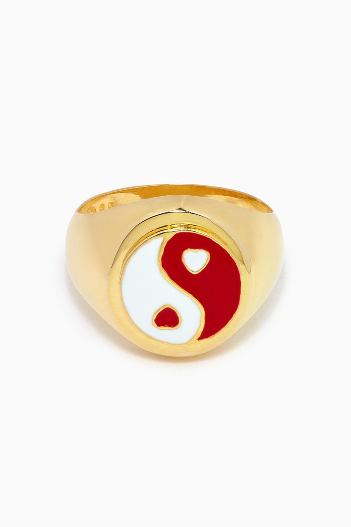 

Yin Yang Ring in 18kt Gold Vermeil, Red