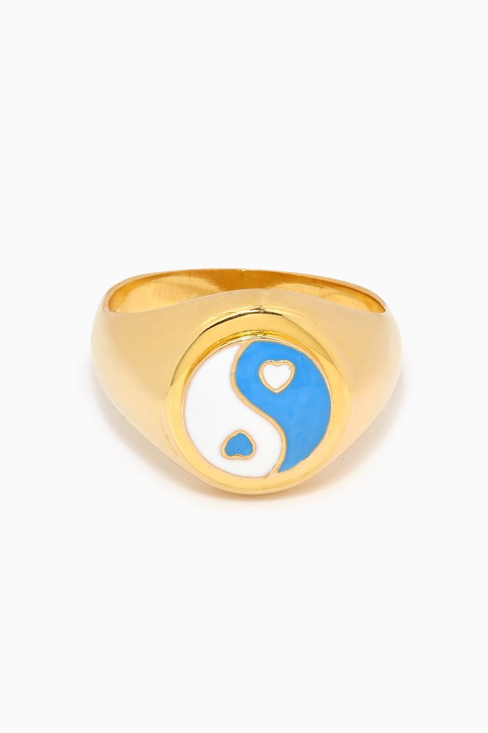

Yin Yang Ring in 18kt Gold Vermeil, Blue