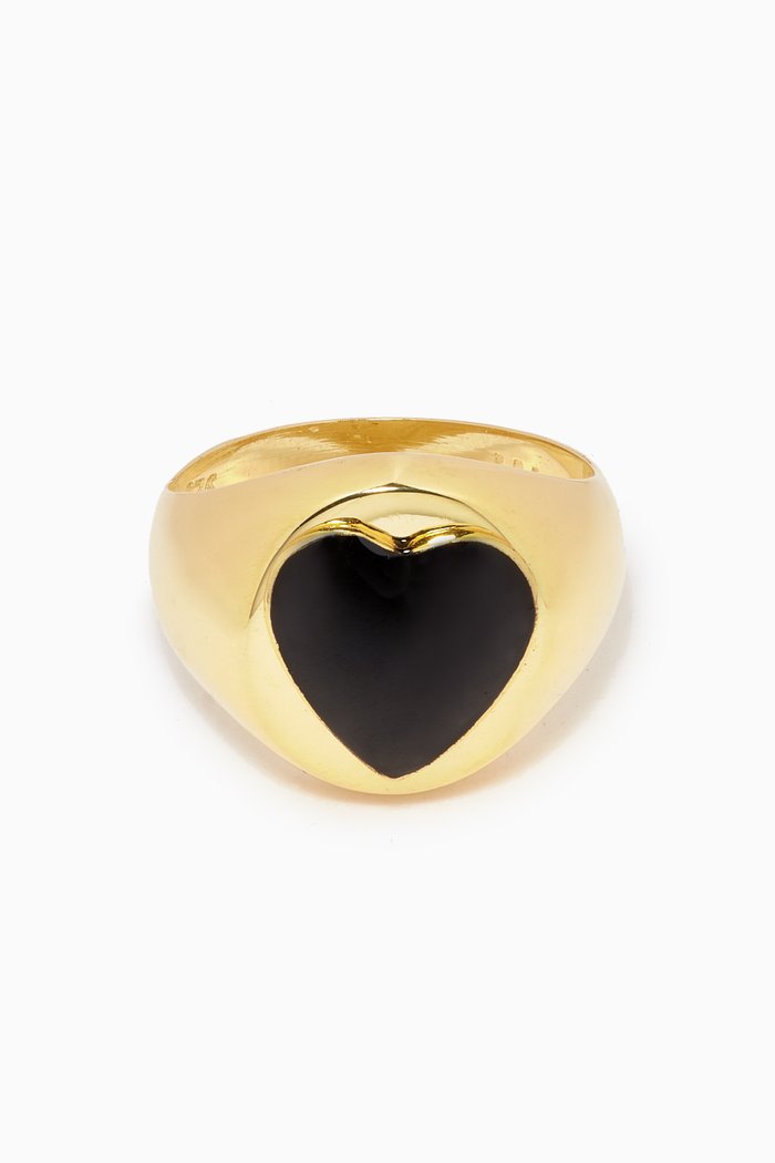 

Heart Ring in 18kt Gold Vermeil, Black