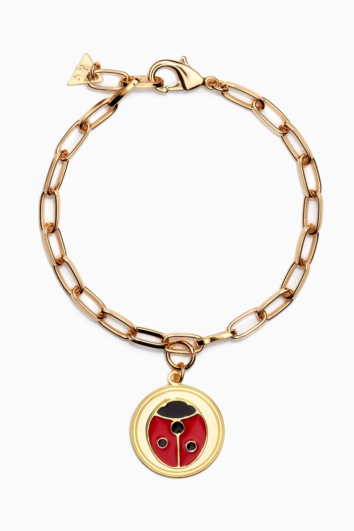 

Ladybug Bracelet in 18kt Gold-plated Metal, Red