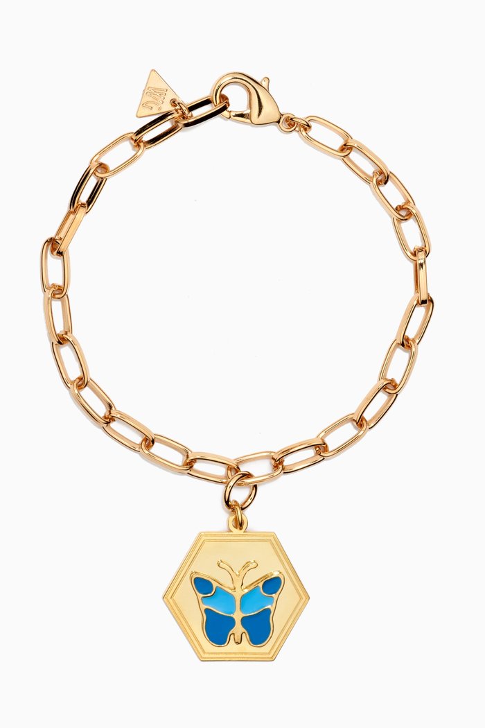 

Butterfly Bracelet in 18kt Gold-plated Metal, Blue