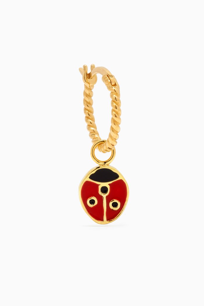 

Ladybug Rope Single Earring in 18kt Gold-plated Metal, Red