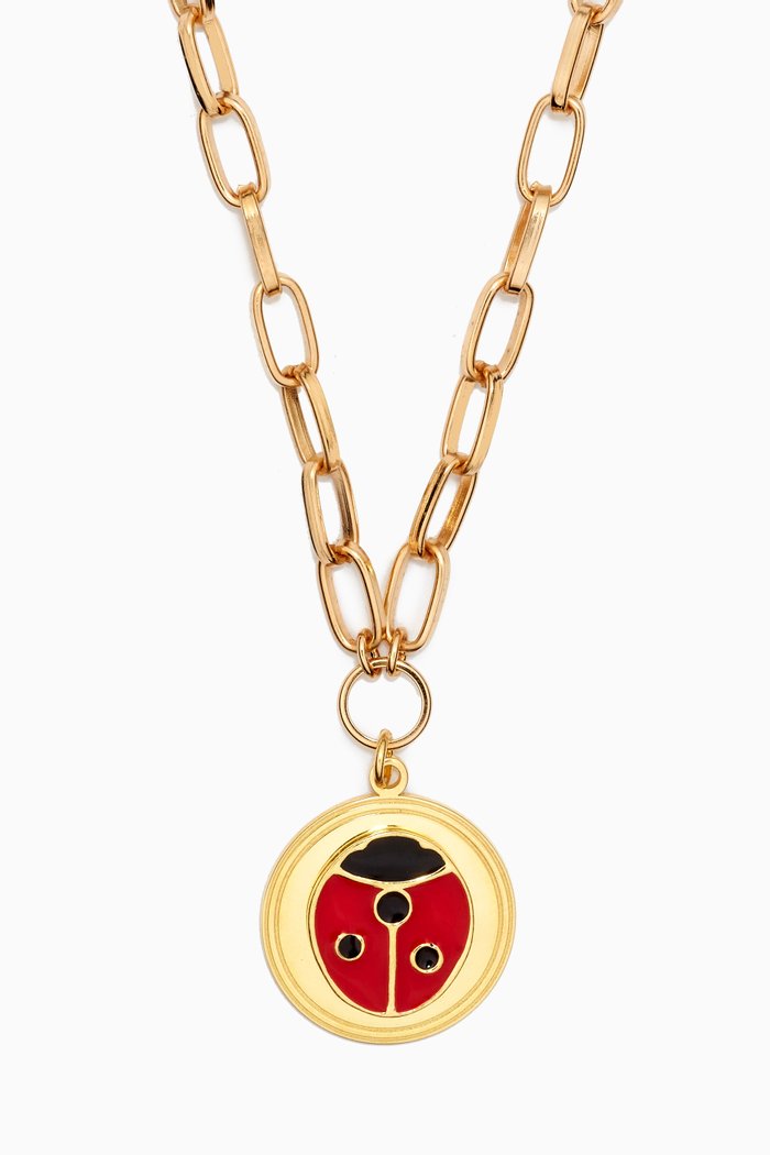 

Ladybug Necklace in 18kt Gold-plated Metal, Red