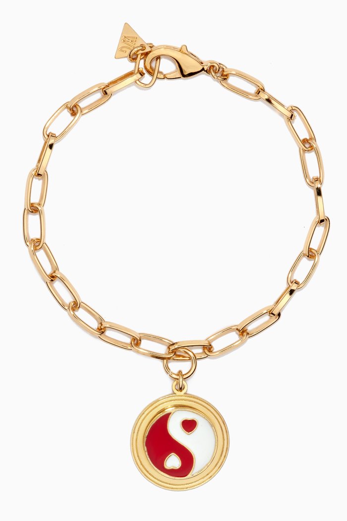 

Yin Yang Bracelet in 18kt Gold Vermeil, Red