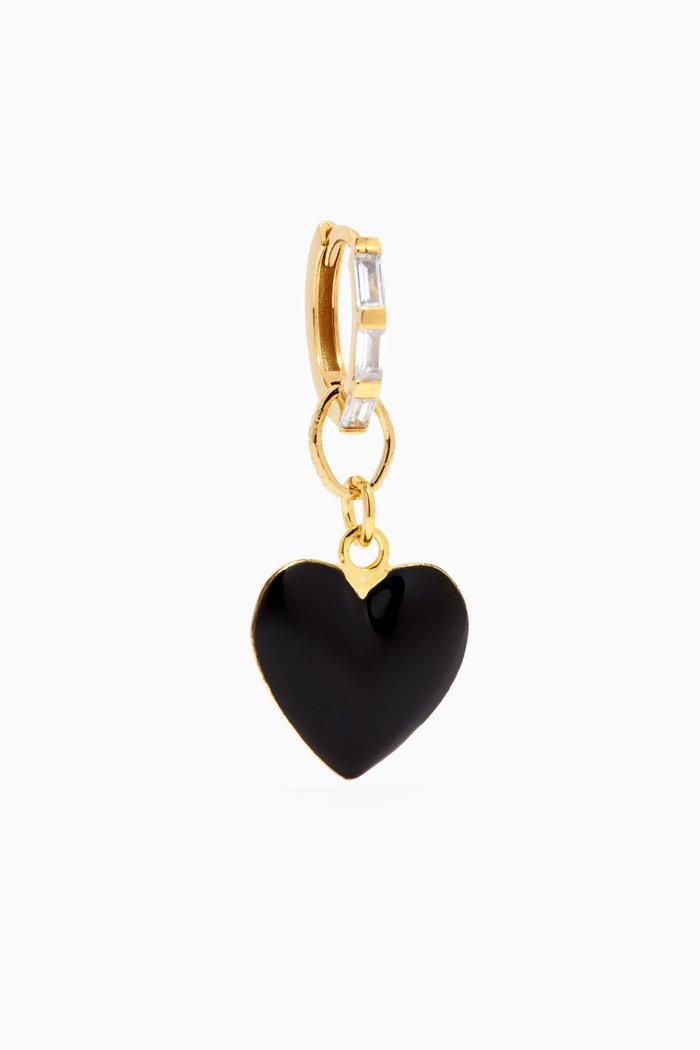 

I Love Me Single Earring in 18kt Gold-plated Metal, Black