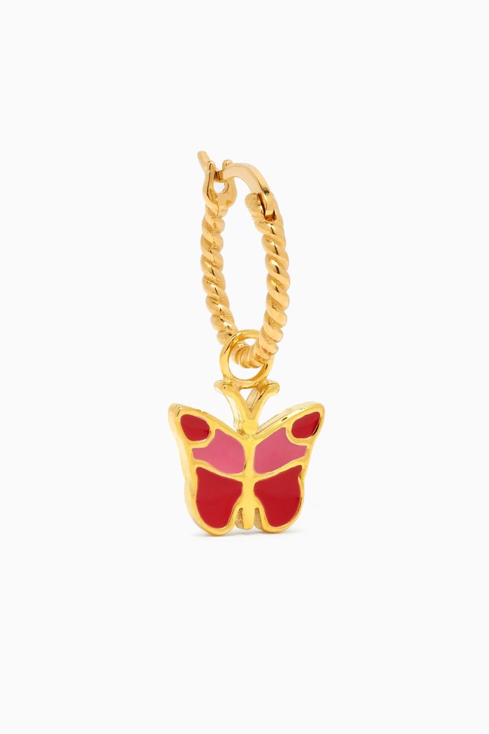 

Butterfly Rope Single Earring in 18kt Gold-plated Metal, Pink