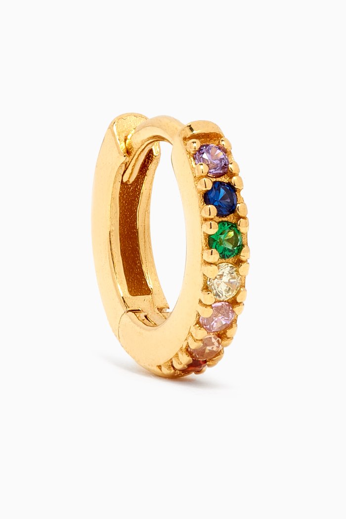 

Mini Rainbow Hoop Single Earring in 18kt Gold-plated Sterling Silver, Multicolour