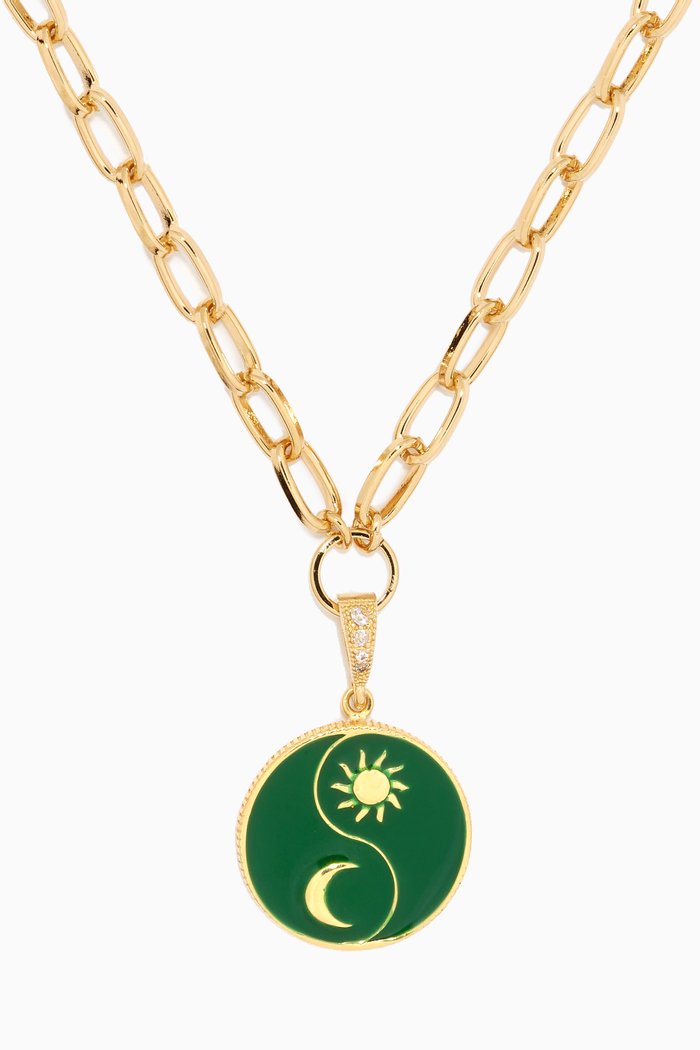 

Sparkling Eclipse Necklace in 18kt Gold Vermeil, Green