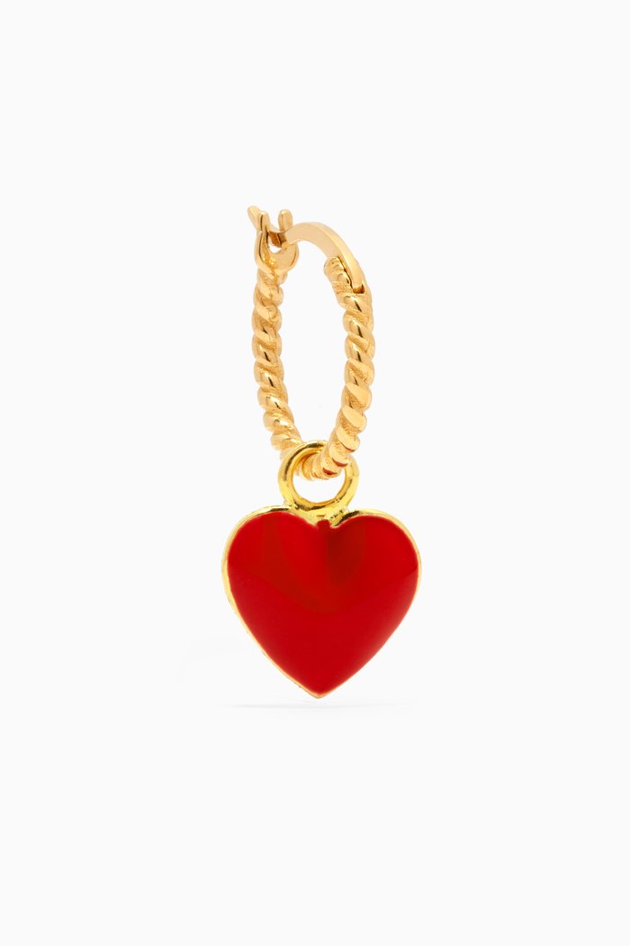 

Heart Me Rope Single Earring in 18kt Gold-plated Metal, Red