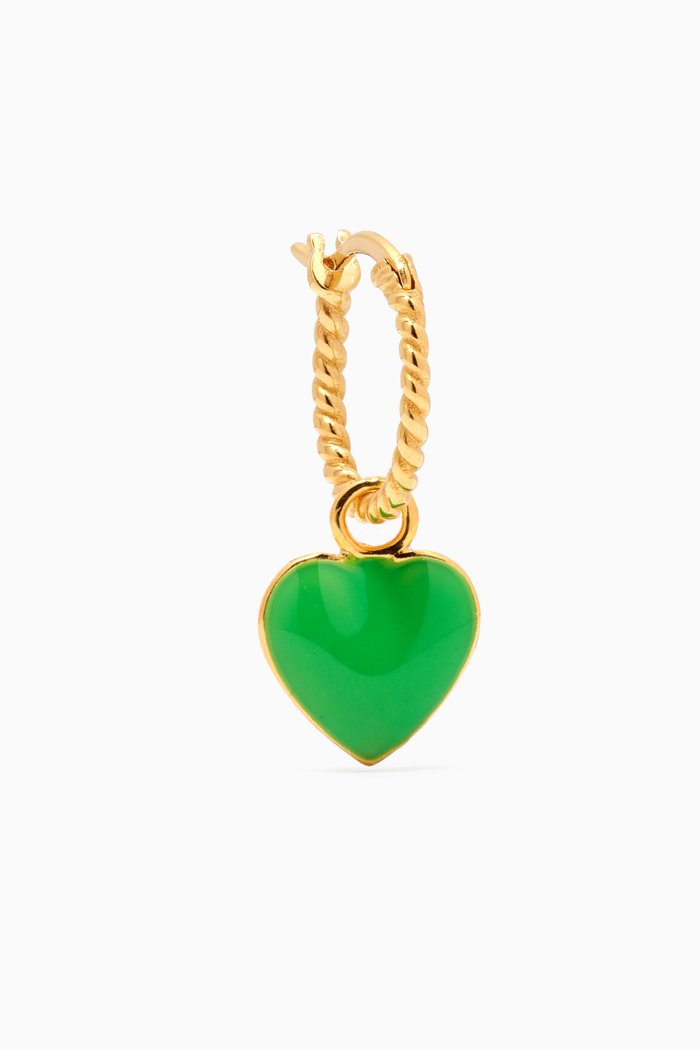 

Heart Me Rope Single Earring in 18kt Gold-plated Metal, Green