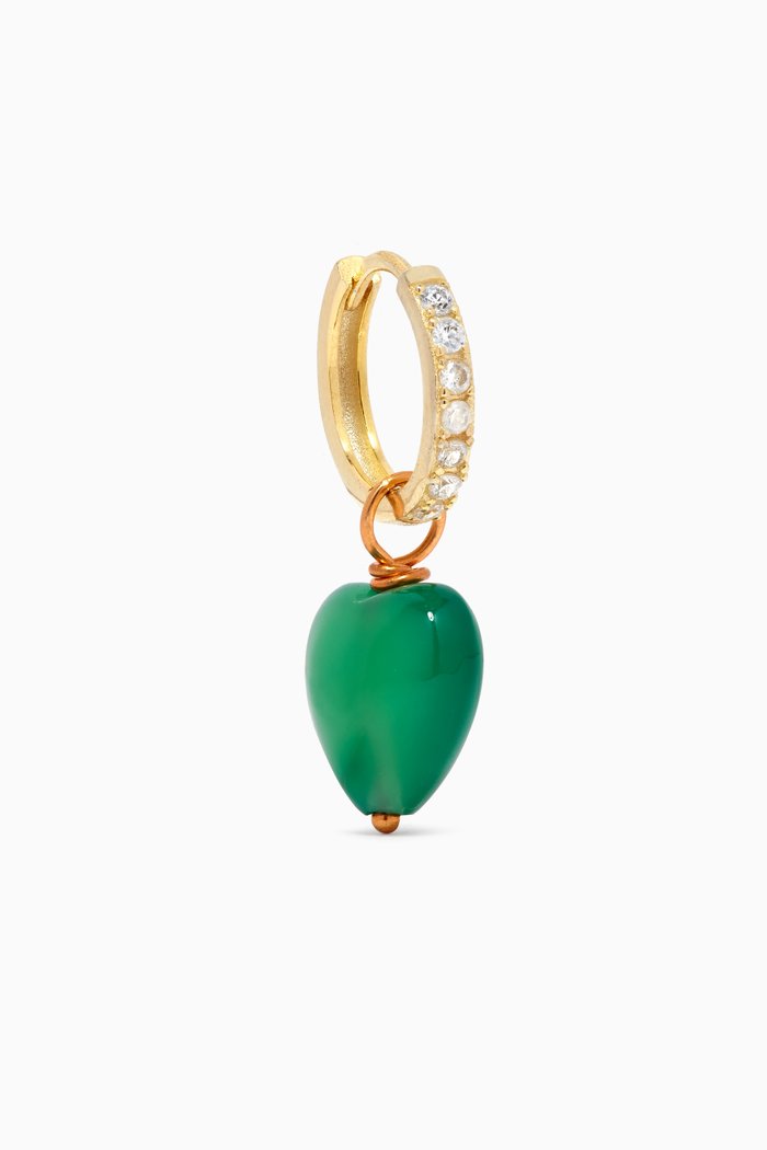 

Heart Me Crisopras Single Earring in 18kt Gold-plated Metal, Green