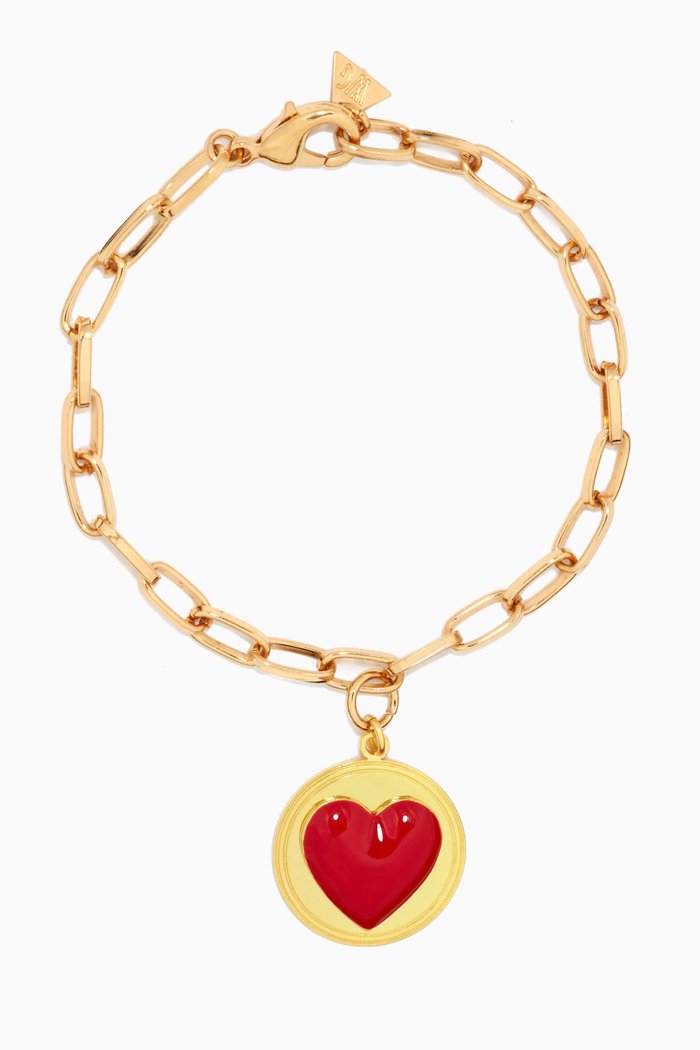 

Heart Bracelet in 18kt Gold Vermeil, Red