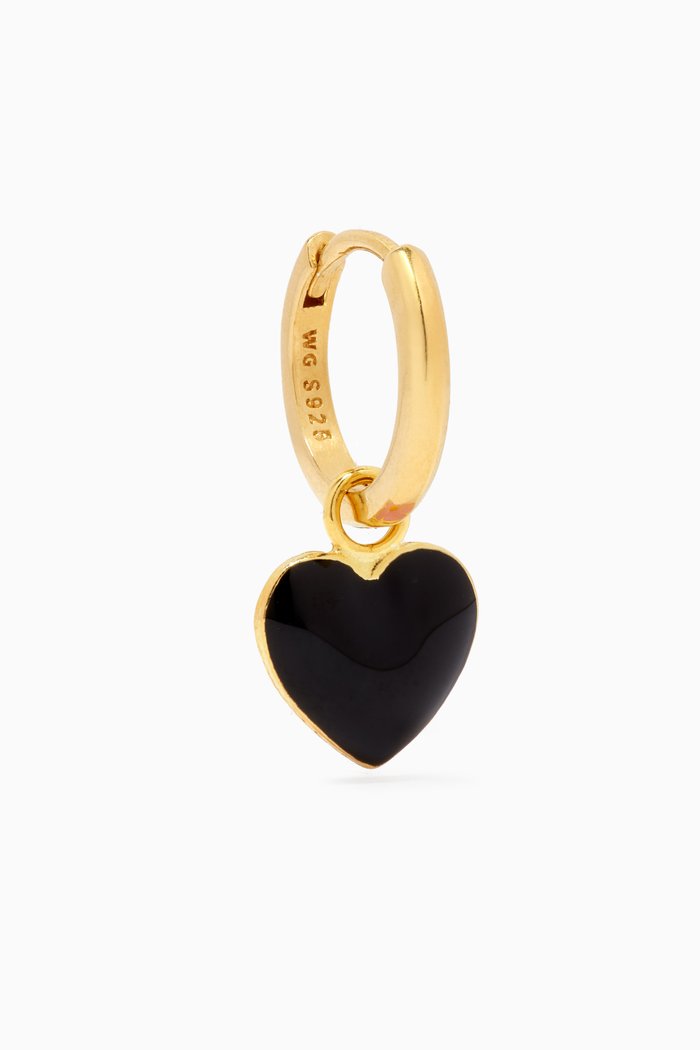 

Heart Me Single Earring in 18kt Gold-plated Metal, Black