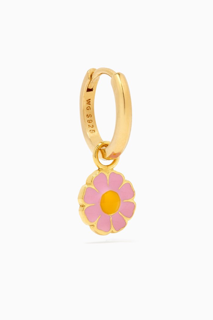 Daisy Bloom Single Earring in 18kt Gold-plated Metal, Pink