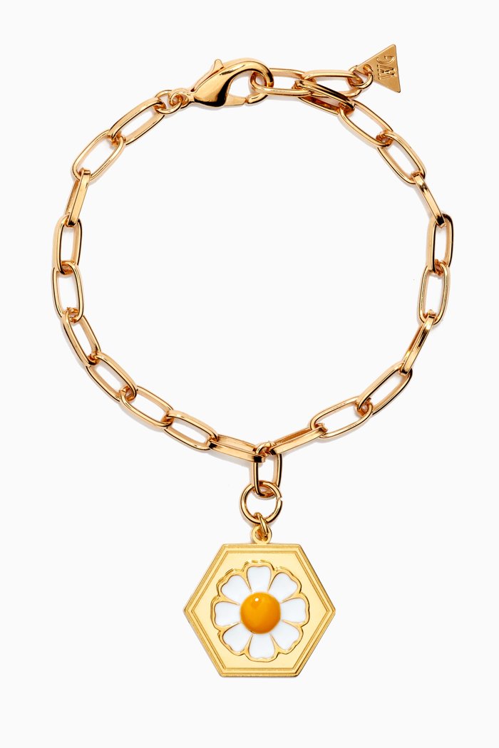 

Daisy Bracelet in 18kt Gold-plated Metal, White