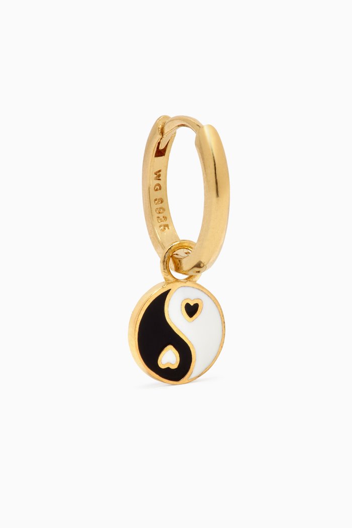 

Yin Yang Single Earring in 18kt Gold Vermeil, Black