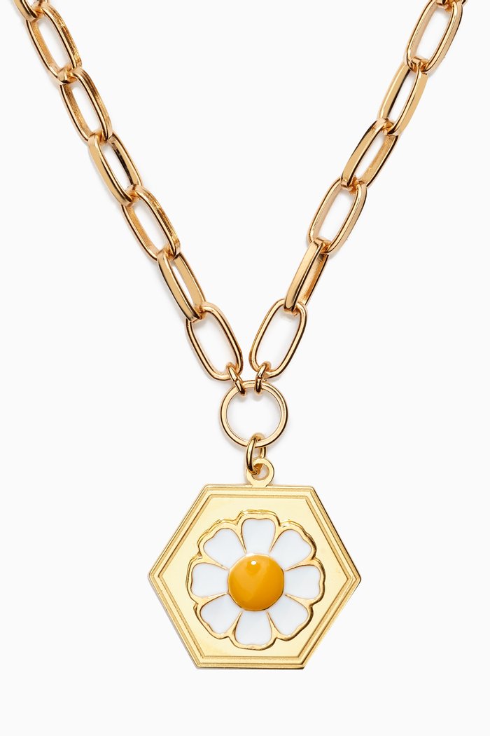 

Daisy Necklace in 18kt Gold-plated Metal, White