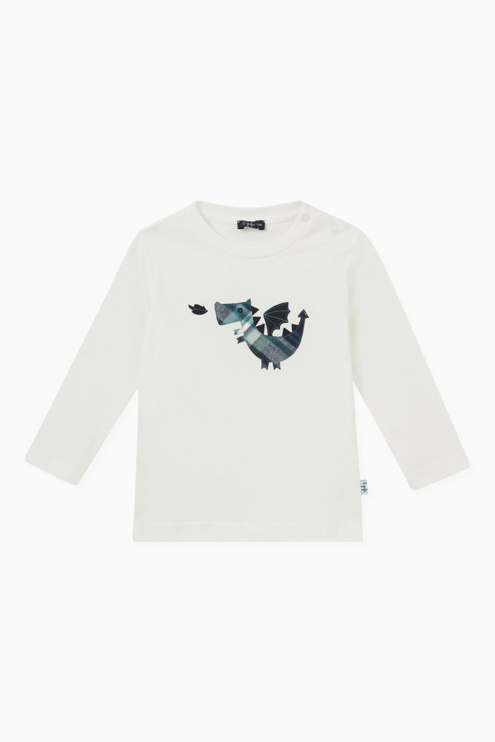 

Dragon Appliqué T-shirt in Cotton, Neutral