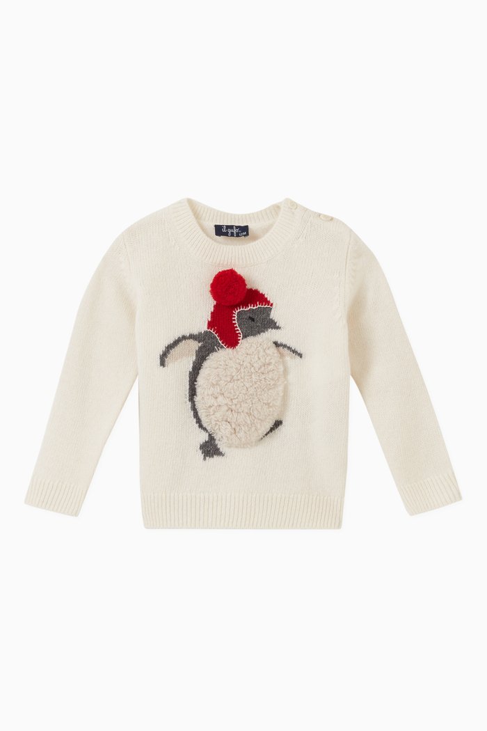 

Penguin Knitted Sweatshirt in Wool, Neutral