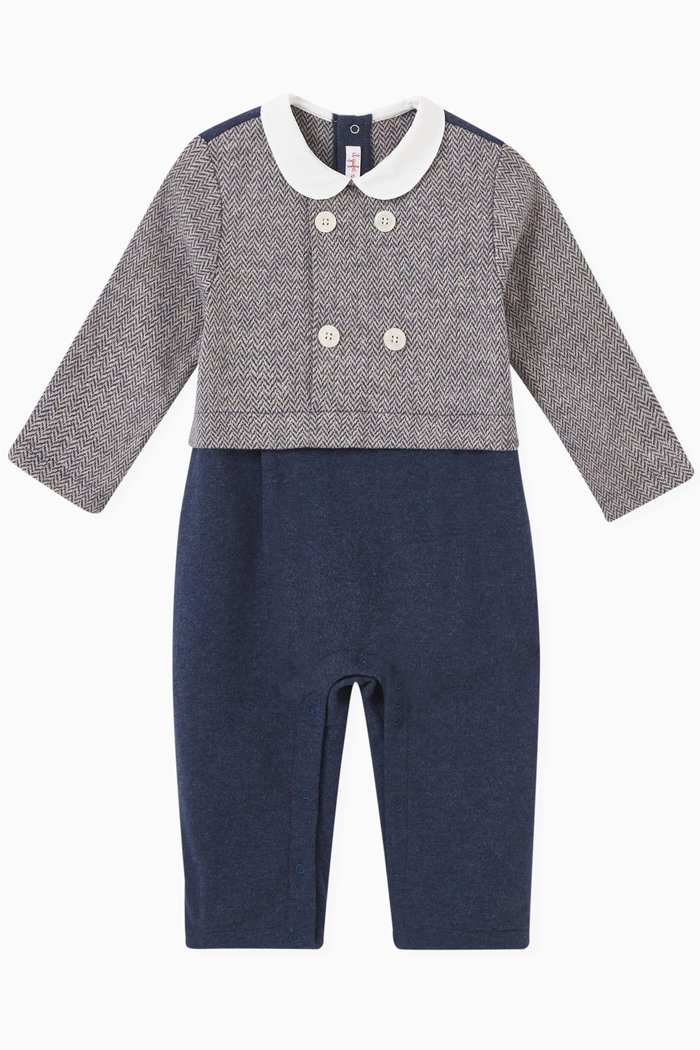 

Colour-block Romper in Cotton, Blue