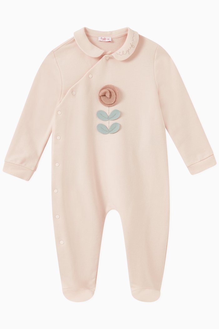 

Flower Applique Pyjama in Cotton, Pink