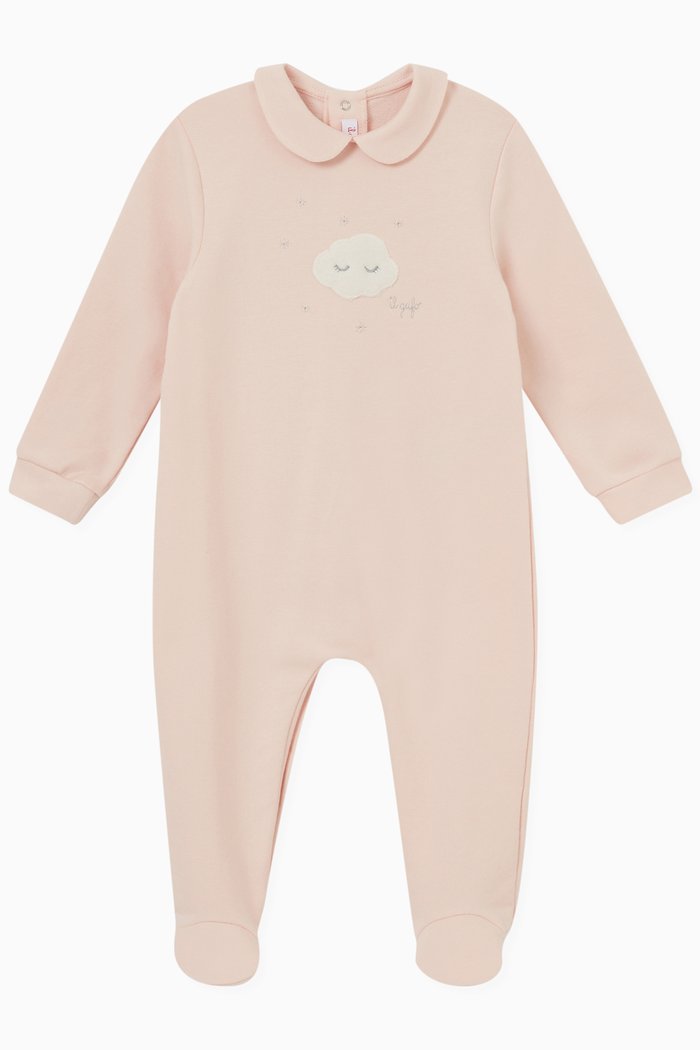 

Appliqué Cloud Sleepsuit in Cotton, Pink