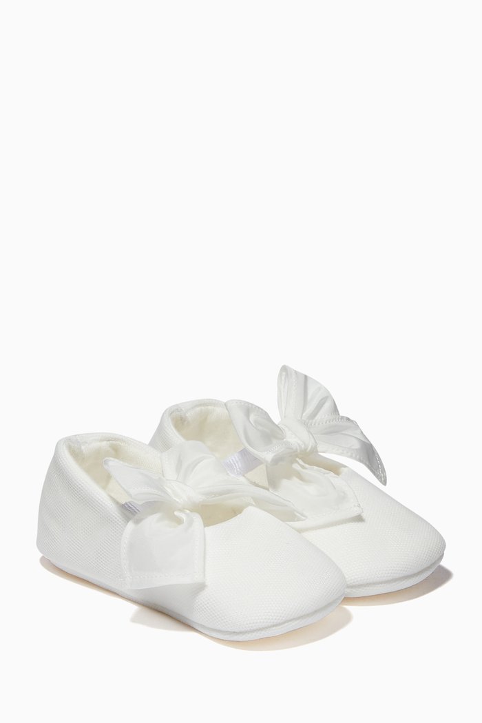 

Bow Ballet Flats in Leather, Neutral