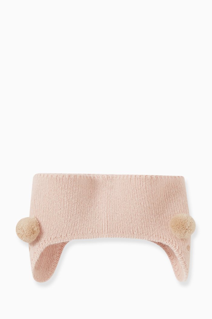 

Bear Appliqué-detail Hat in Wool, Pink