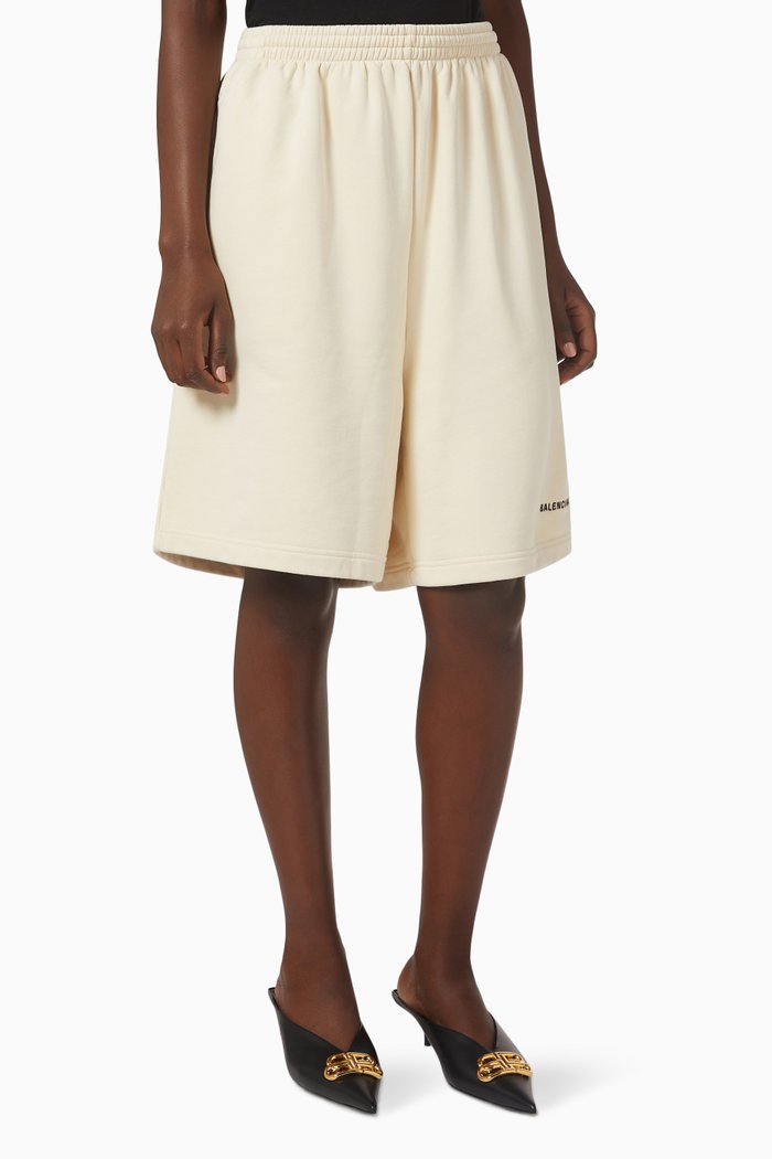 

Balenciaga Sweat Shorts in Fleece Jersey, Neutral