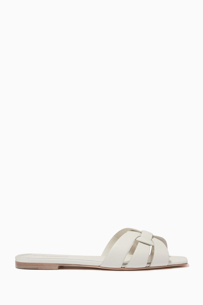 

Tribute Flat Sandals in Smooth Leather, White