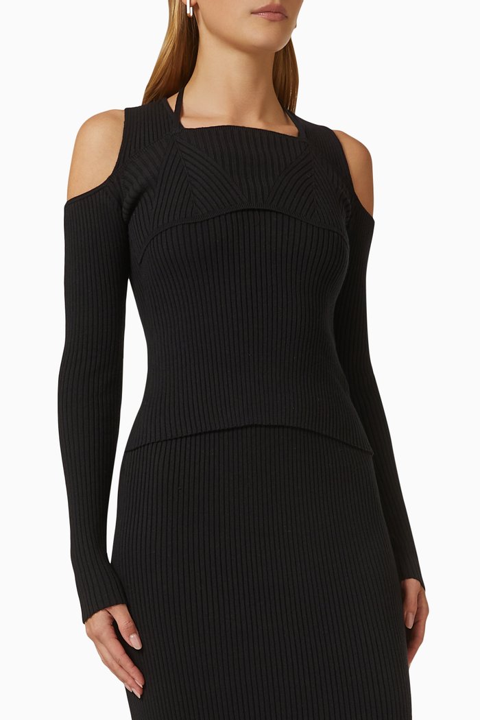 

Cut-out Shoulder Top in Cotton, Black